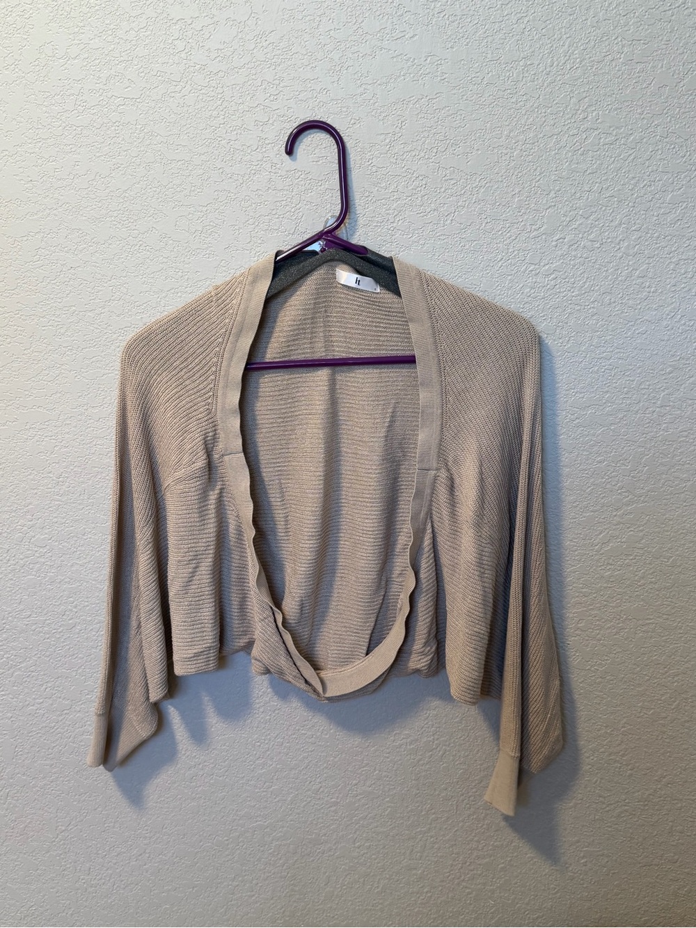 Light Beige Open-Front Women's Sweater Shrug